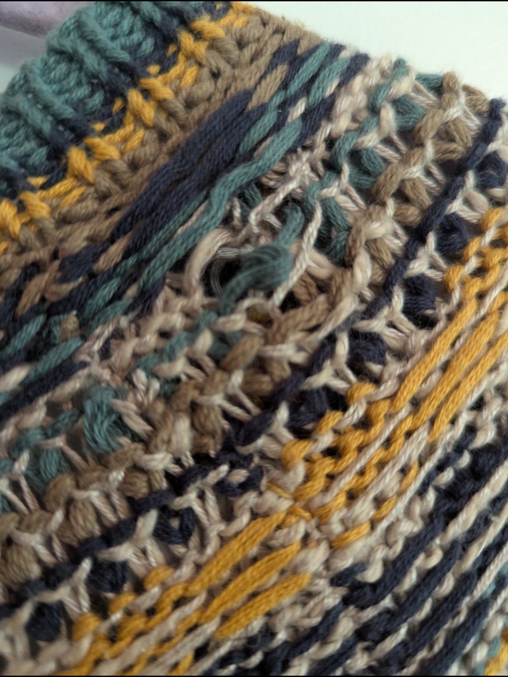 gimmicks by BKE Cream Cardigan with Teal and Mustard Fringe - Picture 5 of 5